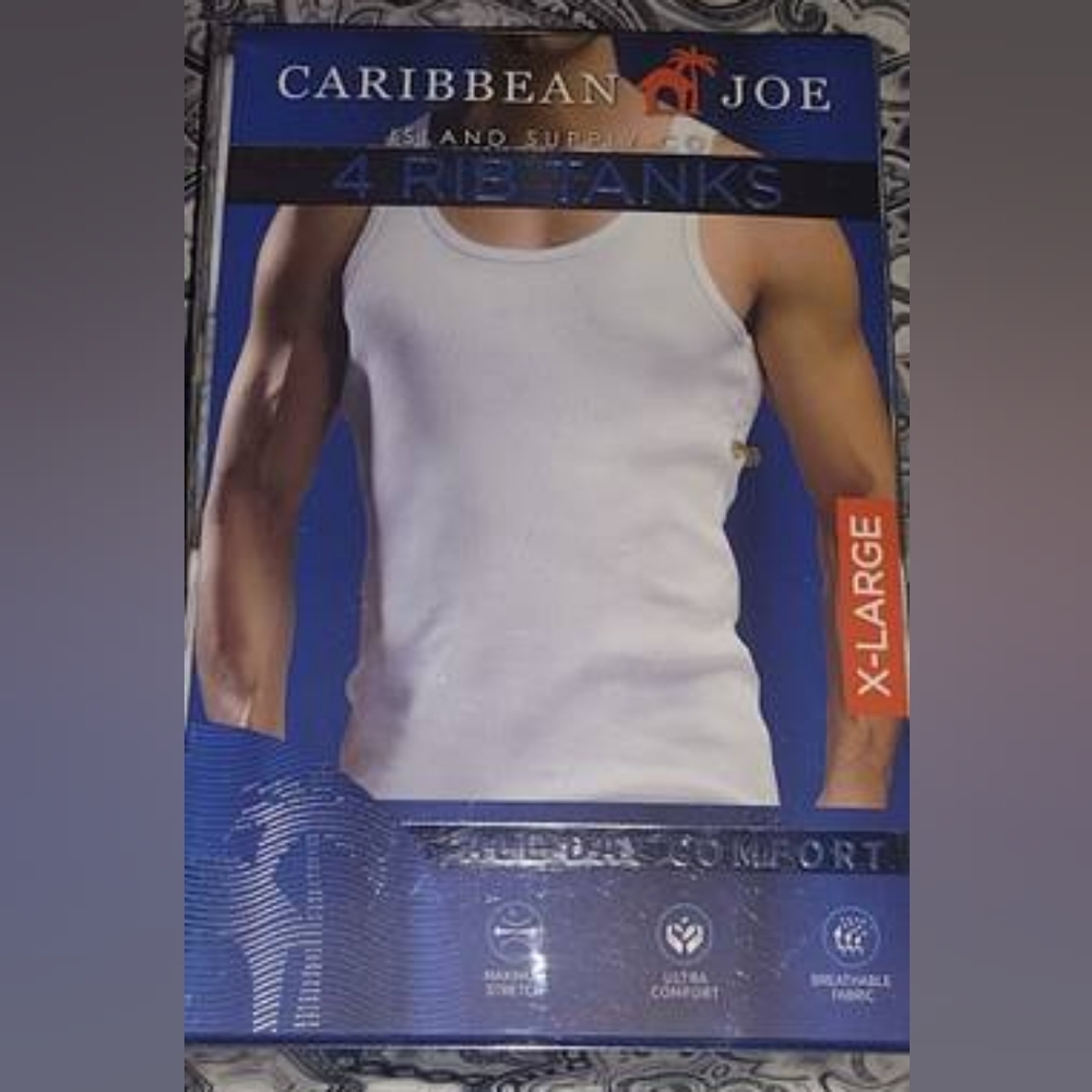 Men's Caribbean Joe 5 rib tank tops 4 Pack XL